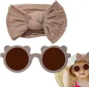 [Generic] Baby Bow Headbands | Baby Headbands And Glasses Set | Baby Girls Bows Headbands Sunglasses Set, Nylon Hairbands Bow Elastic Hair Accessories for Newborns Kids