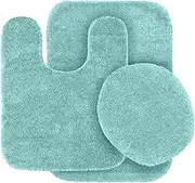 Elegant Homes 3 Piece Bathroom Rug Set Bath Rug, Contour Mat, Lid Cover Non-Slip with Rubber Backing Solid Color # Angela (Aqua/Marine Blue)