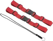 uxcell Backpack Chest Strap Set, 2 Pack Polyester Webbing Adjustable Replacement Strap with Quick-Release Buckle & Anti-lost Lanyard for Bag Outdoor Hiking Cycling, Red