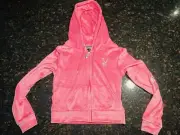 NWT Women’s Playboy Pink Bling Hoodie Zip-Up Sweater Size Small
