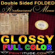 10000 MENU 8.5"X14" FULL COLOR 2 SIDED 100LB BOOK STOCK GLOSSY MENUS FOLDED