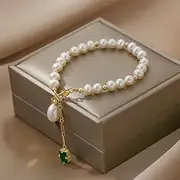 [Generic] Pearl Bracelet Natural Pearl Freshwater Beads 14K Gold Wrapped Gift Bracelet