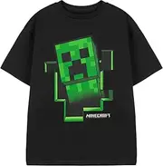 [Minecraft] T Shirt Boys Creeper Inside Black Short Sleeve Gamer Top