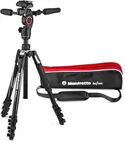 [Manfrotto] MKBFRLA4BK-3W Befree 3-Way Live Advanced Tripod Kit, Tripod and Fluid Head Aluminium for Cameras and Camcorders up to 6 kg, Ultra-Compact, for Content Creation, Photo and Video Black