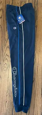 NWT Boys CHAMPION Navy Jogger Pants w/ Bright Blue & White Side Stripes (Large)