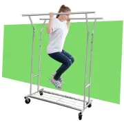 Clothing Garment Rack Heavy Duty Rolling Clothes Rack with Folding Double Bar
