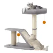 Cat Scratching Post with Bed, Multifunctional Cat Scratcher with Perch, Rotat...