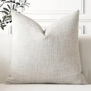 Artscope Linen Cushion Covers Set of 1 Decorative Square Pillowcase Pillow Cover 20x20 Inch for Home Decor Sofa Bedroom Car 50x50cm Beige
