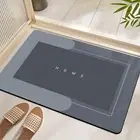 Super Absorbent Bath Mat Quick-Drying Thin Bathroom Mat Non-Slip Stain Resist...