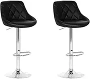 Artiss Bar Stools Stool Set of 2 Adjustable Kitchen Swivel Counter Barstools Dining Chair Gas Lift Leather Black in 66-79cm Seat Height Floor for Home Bar Dining Room Cafe Outdoor Indoor