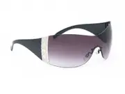 Yingchang Sunglasses - Grey Lens with Black and Silver Arms - Wrap Around