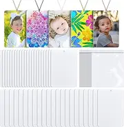 50 Pieces Sublimation Air Freshener Blanks Rectangle Shape Air Freshener Sheets for Car and Home Polyester Felt Air Freshener with 100 Elastic Drawstrings and 50 Bags for DIY HTV Inks Heat Press