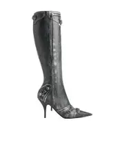 Balenciaga Pointed-Toe Denim Boots 36,37,38,39,40,41 Black/White