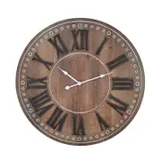 Willow & Silk MDF 60cm Rustic Brown w/ Black Roman Numeral Wall Clock/Home Decor