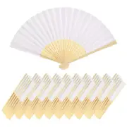 White Paper Fan, 50Pcs Folding Hand Fans Handheld Fan