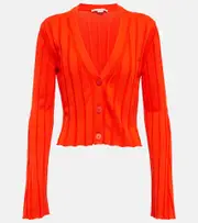 [Stella McCartney] Stella McCartney Ribbed-knit cotton cardigan AU 14 red