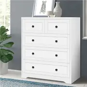 ALFORDSON 5 Chest of Drawers Hamptons Storage Cabinet Dresser Tallboy White