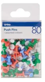 80 Assorted Push Pins Transparent Drawing Pins Notice Board Cork Board Office