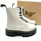 Dr Martens Audrick Platform Boot Grey Lace Up Leather 8-Eye Sz 9 Women's