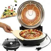 Pizza Maker 1200w Electric Pizza Oven, Up to 420°C Indoor Pizza Oven with 31 Cm Flame Resistant Stone Plate, 5 Separately Adjustable Temperature Levels, Nonstick Table Top Pizza Oven Black