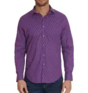 Robert Graham Classic Fit Small Purple Becker Men's Embroidered Logo Shirt NEW