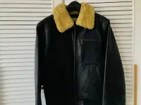 在飛比找Yahoo!奇摩拍賣優惠-POLO Ralph Lauren 阿湯哥飛行羔羊領真皮夾克