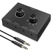 4 Way 3.5mm Jack Audio Switcher Stereo Bi-Directional Audio Switch Splitter Box 4 in 1 Out Headphon Black