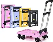 Flatbed Cart Platform Hand Truck Small Foldable Push Cart for Easy Storage and 360 Degree Swivel Wheels Retractable Chassis Multi-Color Hand Truck(Color:Q 5)(P 2)