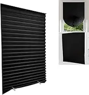 Blackout Cordless Temporary Shades No Drill Mini Blinds for Windows - Black Out Window Coverings for Bedroom, Bathroom, Kitchen, Office (Black-High Shading, 23.6 * 59"(60 * 150cm))