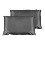 [Casa Decor] Luxury Satin Pillowcases Twin Pack in Charcoal