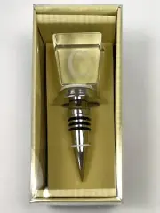 CYPRESS HOME Wine Stopper C Monogram Glass & Stainless Steel 3WS132C NIP NEW