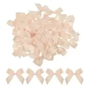 50Pcs Mini Ribbon Bows 2.5" Mini Fabric Satin Ribbon Flower Bows Rose Gold
