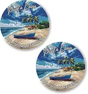 [No Thorns Media] Punta Cana Dominican Republic 2 Pack Pinback Buttons 2.25" Fun Pins for Clothes, Backpacks, Hats, and Jackets - Cartoon, Retro, and Punk Style Lapel Badges, Slogans, and Party Pins ID45000, Metal, no
