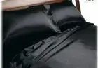 BLACK SATIN SHEET Set 6 Piece King Size Soft Silk Feel Bedding Luxury Bed New