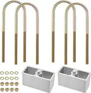 3-1/2 inch Universal Leaf Spring Lowering Block Kits, 5" Length x 2-1/3 Width Blocks, with 4 Pack Heavy Duty Galvanized U-Bolts