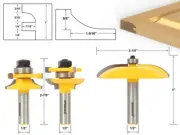Round Over 3 Bit Cabinet Door Router Bit Set - 1/2" Shank - Yonico 12339