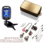 EMG 60X BRUSHED GOLD ACTIVE HUMBUCKER PICKUP SHORT SHAFT POTS & WIRING (TUNER)