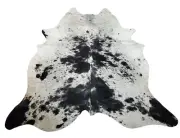 Cowhide Rug Black White Speckled Extra Large Brazilian Salt Pepper 7.1ft x 6.9ft