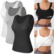 Camisole with Built in Shelf Bra Women Basic Tops Underhirt Cami Tank Top Vest