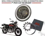 Fit For Royal Enfield "INT 650 & GT 650 Black 7 LED Headlight With Outer Rim"