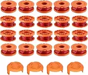 WA0004/WA0010 Replacement Trimmer Spools, 0.065" Weed Eater Lines Caps for Worx String Trimmer Weed Eater WG154 WG163 WG160 WG180 WG175 WG155 WG151 (20 Spools + 4 Caps)