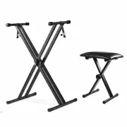 Adjustable Keyboard Stand Piano Stool Set Seat Folding Bench Chair Portable Seat