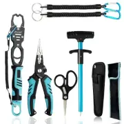 7 PCS Fishing Tool Kit,Fishing Pliers,Fish Lip Grip Tool with Weight Scale,Su...