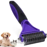 Undercoat Rake for Dogs~Pet Deshedding Brush 2 in 1 Dematting Comb Rake~Purple