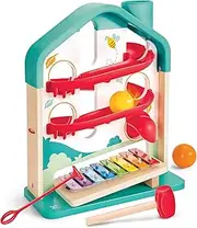 Hape Melody Mansion Ball Run | 2-in-1 Xylophone & Rolling Ball Track | Music & Cause-Effect Learning Toy | Fine Motor & Cognitive Development | Wooden Musical Toy for Kids 12m+
