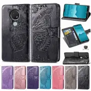 For Nokia G50 C32 C100 C21Plus C22 Butterfly Case Leather Wallet Cover