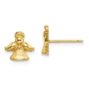 Real 14kt Yellow Gold Madi K Satin & Polished Angel Post Earrings