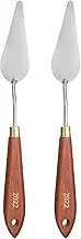 uxcell 2pcs Palette Knife Painting Tool 3.15" x 1.18" Stainless Steel Teardrop Blade 9.06" Length Spatula Painting Pallet Knives with Hole Beech Wood Handle for Acrylic Canvas, Red/Silver