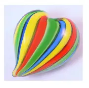 M Design Art Rainbow Stripe w/ Murrine Heart Paperweight PW-637