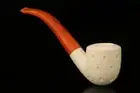 Bent Lattice Block Meerschaum Pipe with fitted case M1777